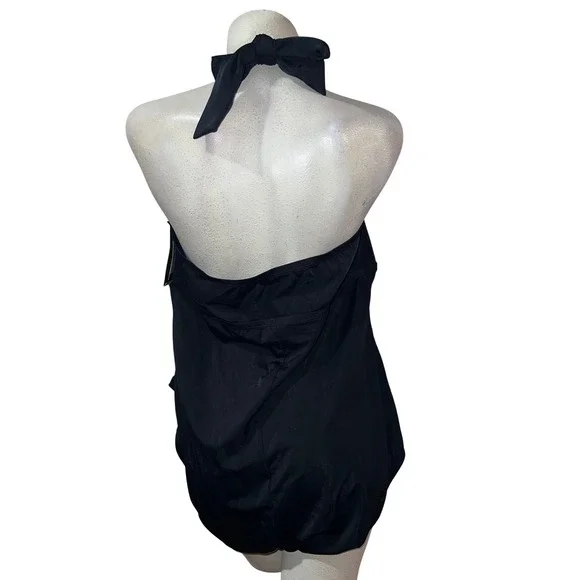 Jantzen Classics Womens Black Ruched One Piece Halter Swimsuit 22W JZSS5596 NEW - Picture 5 of 10